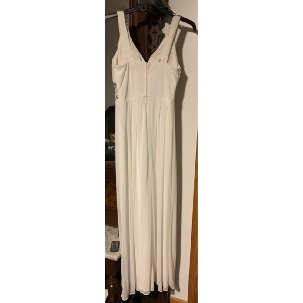 Ivory Formal Gown Embellished Empire‎ Waist Evening Dress Bridesmaid Maxi - Picture 4 of 9